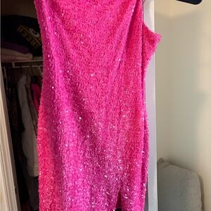 Pink Sequin Mini Dress